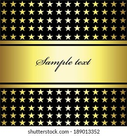 Vector illustration of Golden shining star on black background, gold background
