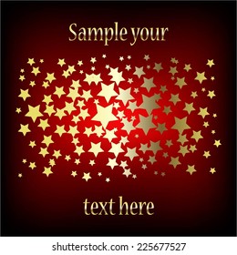 Vector illustration of Golden shiny stars on a red background. Best. Text.