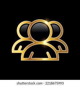 Vector Illustration of Golden silhouette people Vector icon in black background with gold shine effect
