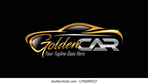 A vector illustration of Golden and silver CAR  Logo Icon 