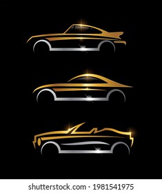 A vector Illustration of Golden and Silver Car Logo Sign