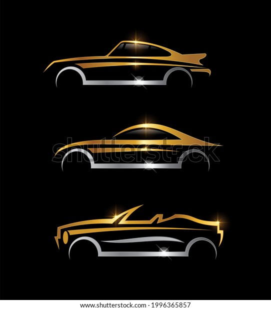 A\
vector Illustration of Golden and Silver Car Logo\
Sign