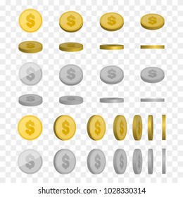 Vector Illustration of golden and silver coins. Money isolated