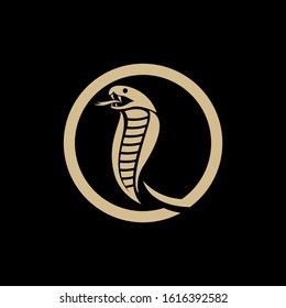 Vector illustration of golden snake, app icon, business logo