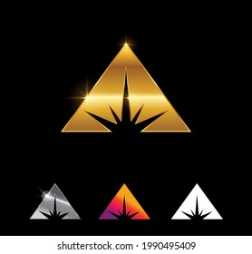 Una ilustración vectorial del signo del triángulo de la chispa dorada