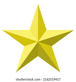 Vector illustration of a golden star with 3D effect, isolated on a white background