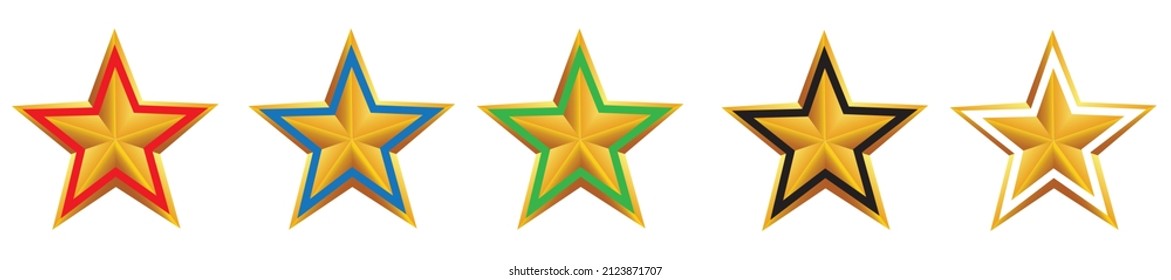 Vector illustration of golden star with colored frame