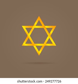 Vector illustration of golden  star of David 