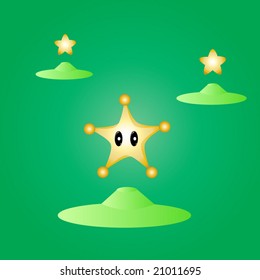 vector illustration golden star with eyes