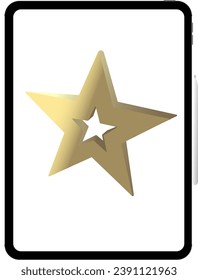 vector illustration of a golden star on a transparent background
