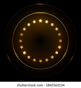 Vector Illustration Golden Stars And Gold Ring Background