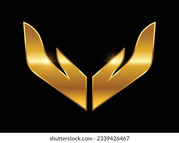 A Vector Illustration of Golden supporting Hand Logo Vector Illustration in black background with gold shine effect