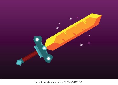 Vector illustration of a Golden sword. Design for the design of the game or application.