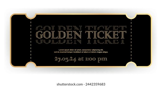 Vector illustration of golden ticket