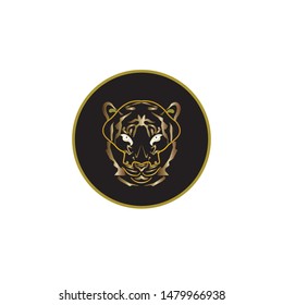 vector illustration of golden tiger drawing 