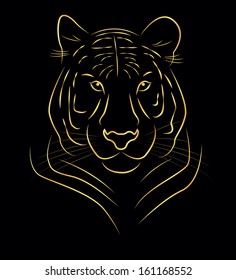vector illustration of golden tiger drawing 