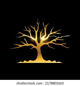 A vector Illustration of Golden Tree Symbol Logo Sign