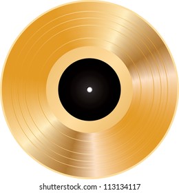 Vector illustration of a golden vinyl.