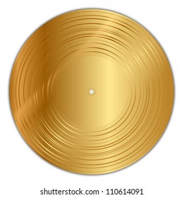 Vector Illustration Of Golden Vinyl Record