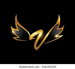 Vector Illustration Golden Wings Monogram Logo Stock Vector (Royalty ...