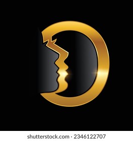 A vector illustration of Golden Women Monogram Logo Vector Illustration Letter O in black background with gold shine effect