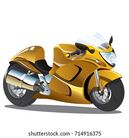 Vector illustration of Golden Yellow Superbike Cartoon