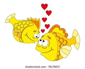 vector illustration: goldfish love