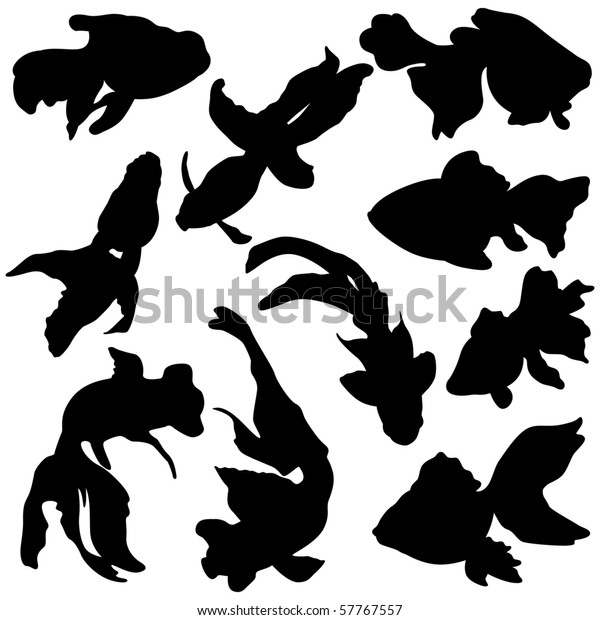 Download Vector Illustration Goldfish Silhouettes Stock Vector ...