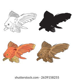 vector illustration of goldfish in various appearances