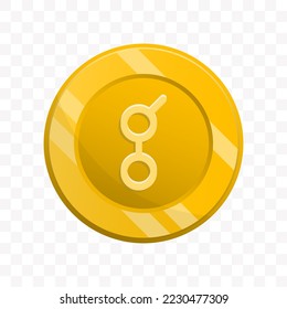 Vector illustration of Golem coin in gold color on transparent background (PNG).