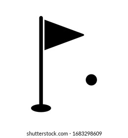 Vector illustration of golf ball icon and flag Golf flag icon. Vector illustration of a flat white background. EPS 10