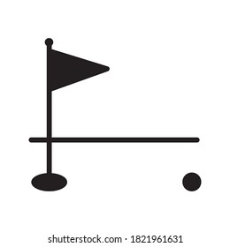 Vector illustration of golf ball icon and flag Golf flag icon. Vector illustration of a flat white background