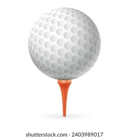 Vector illustration. Golf ball with stand isolated on white background. 
