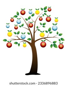Vector illustration of a golf ball tree. White background.
