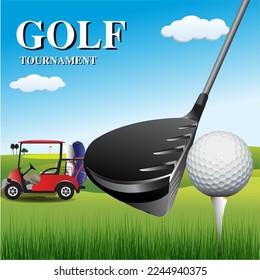 Vektorgrafik eines Golfplatzes zur Werbung für ein Turnier.