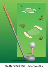 Vector illustration golf course and equipment