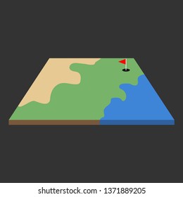 Vector illustration of Golf field isometric