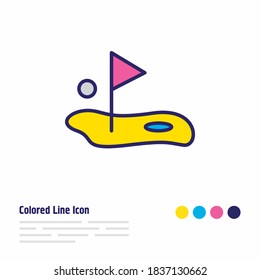 Vector illustration of golf icon colored line. Beautiful entertainment element also can be used as flag icon element.