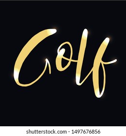 Vector illustration of Golf. Lettering. This illustration is for printing: postcard, poster, business card. For recreation, sports. Sports goods.