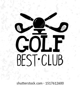 Vector illustration of Golf. Lettering. This illustration is for printing: postcard, poster, business card. For recreation, sports. Sports goods.