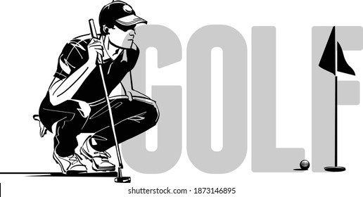 the vector illustration of the golf player