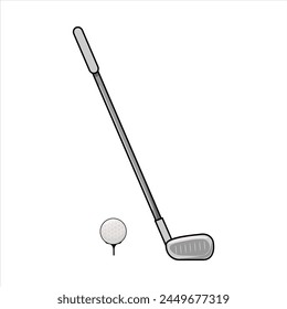 Vector illustration of golf sick and a ball next to it