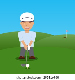 Vector illustration golfer before impact.