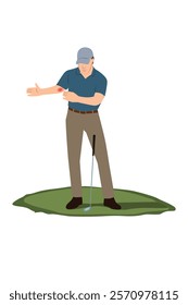 A vector illustration of a Golfer Having Elbow Injury