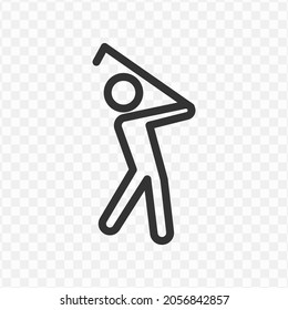 Vector illustration of golfer icon in dark color and transparent background(png).