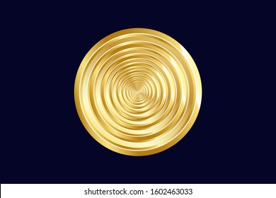 vector illustration of gong golden on dark blue background. Gong is traditional musical instruments from java island.