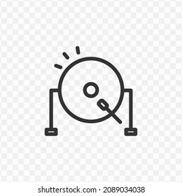Vector illustration of gong icon in dark color and transparent background(png).