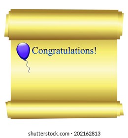Vector illustration of Gongratulations! Blue balloon