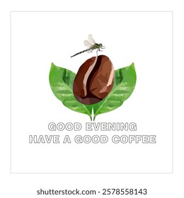Vector illustration of good afternoon greeting with beautiful coffee beans background