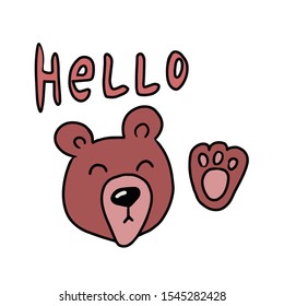 
vector illustration good bear with hello
